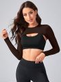 1pc Single Color Super Cropped Sports T-shirt