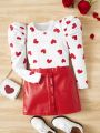 SHEIN Kids FANZEY Toddler Girls Button Front PU Leather Skirt