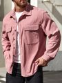 Men'S Plus Size Corduroy Flip Cover Design Shirt