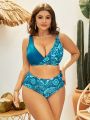 SHEIN Swim Vcay Plus Size Paisley Printed Swimsuit Set