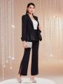 SHEIN Modely Ladies' Single-Colored Suit Set