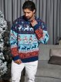 Extended Sizes Men Plus Christmas Pattern Sweater