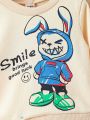Baby Boy Slogan & Cartoon Graphic Sweatshirt & Sweatpants