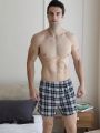 Men'S Plaid Elastic Waist Boxer Briefs