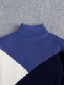 SHEIN Kids EVRYDAY Young Boy Color Block Mock Neck Sweater