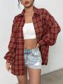 Women's Checkered Button Down Blouse