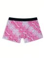 Men Snakeskin Print Contrast Tape Boxer Brief