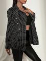 SHEIN BAE Plaid Pattern Double Breasted Overcoat