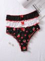 Women's Strawberry Pattern Bow Tie Triangle Underwear