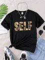 Girls' Fashionable Letter Printed Round Neck Short Sleeve T-shirt