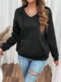 SHEIN Frenchy Ladies' Solid Color Drawstring Hoodie