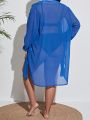 SHEIN Swim Basics Plus Button Front Kimono