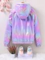 SHEIN Kids EVRYDAY Tween Girl Holographic Zip Up Thermal Lined Hooded Jacket