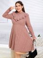 SHEIN Qutie Ladies' Knitted Dress With Ruffle Detail Long Sleeves