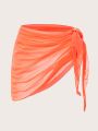 Solid Tie Side Cover Up Skirt