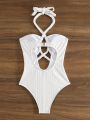 SHEIN Swim Vcay Hollow Out Detail Halter Neck One-piece Swimsuit