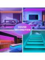 1 Roll Of Usb 16.4ft 150leds Rgb Led Strip Light Smd5050 With Intelligent App Control Color Changing, Diy, Flexible Led Light Strip Suitable For Kitchen, Home Decoration, Festival Party Ambience Light