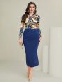 SHEIN Modely Top And Skirt Set, Office Lady Style