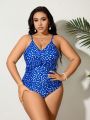 SHEIN Swim Vcay Plus Size Women'S Floral Print One-Piece Swimsuit With Spaghetti Straps