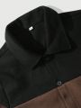 Men'S Color Block Long Sleeve Woolen Coat