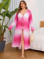 SHEIN Swim SXY Plus Size Women'S Ombre Tie Kimono