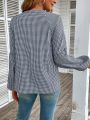 Lantern Sleeve Gingham Shirt