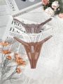 3pack Floral Lace Bow Decor Thong