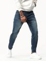 Men Ripped Frayed Bleach Wash Jeans