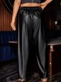 SHEIN Privé Plus High Waist PU Leather Pants Without Belt