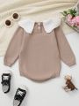 Baby Girls' Sweater Romper With Doll Collar