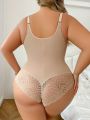 Plus Size Women's Spliced Lace Bodysuit Shapewear