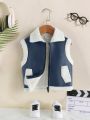 Infant Boys' Cute Sleeveless Warm Vest Jacket For Daily Wear In Spring, Autumn And Winter