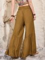 SHEIN BohoFeels Women'S Solid Color Wide Leg Pants