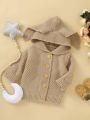 Infant Girls' 3d Ear Hooded Cardigan With Snap-buttons