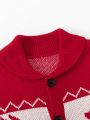 Men Christmas Pattern Button Front Cardigan