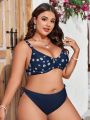 Plus Size Floral Print Swimsuit Top