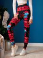 SHEIN X The Smurfs Cartoon & Christmas Print Leggings