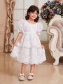 SHEIN Young Girl's Slim Fit Gorgeous Puff Sleeve A-Line Dress