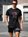 Street Sport Men's Letter Print Raglan Short Sleeve Sports T-Shirt