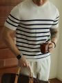 Men's Black And White Striped Knitted Sweater