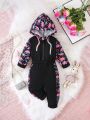 Baby Girl Dinosaur Print Zip Up Hooded Jumpsuit