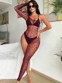 One Shoulder Crochet Lace Body Stocking Without Lingerie Set