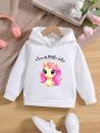 Young Girl Unicorn & Slogan Graphic Hoodie