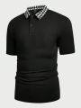 Manfinity Homme Men'S Houndstooth Lapel Knitted Polo Shirt