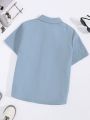 SHEIN Kids FANZEY Boys' Solid Color Short Sleeve Shirt