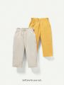 Cozy Cub Baby Girl Solid Color Ruffle Hem Long Pants Two-Piece Set