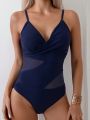 SHEIN Swim BAE Ladies' Mesh Patchwork One-piece Swimsuit