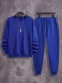 Men's Plus Size Solid Sweatshirt And Sweatpants Two-piece Set