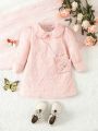 Baby Girls' Elegant Pink Bubble Texture Fabric Dress