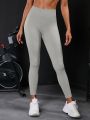 Yoga Basic Solid Wide Waistband Sports Leggings